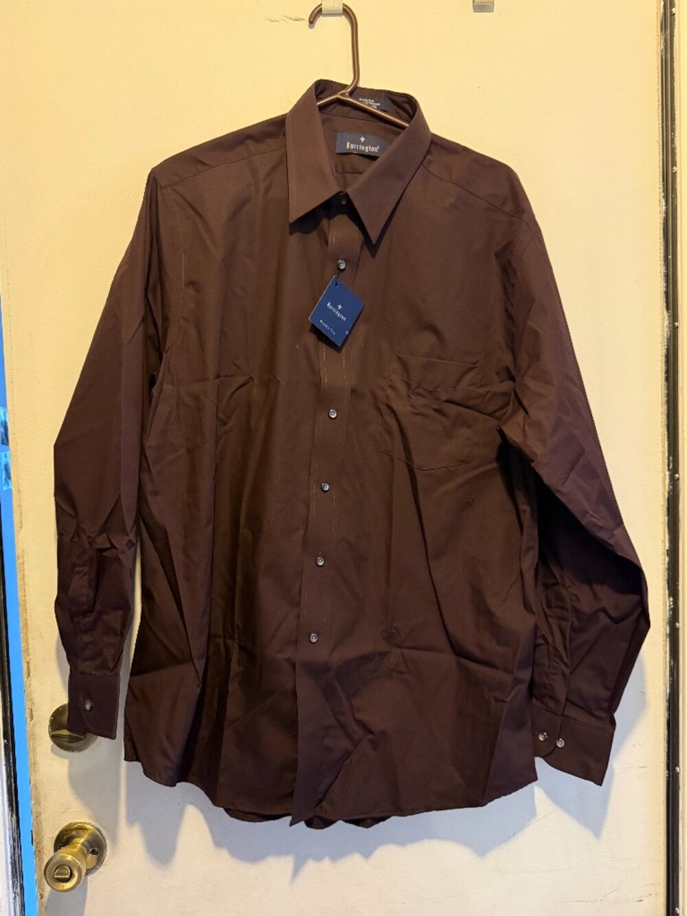Barrington Shirt Mens 17-34/35 Brown Oxford Cotton Blend Button Down